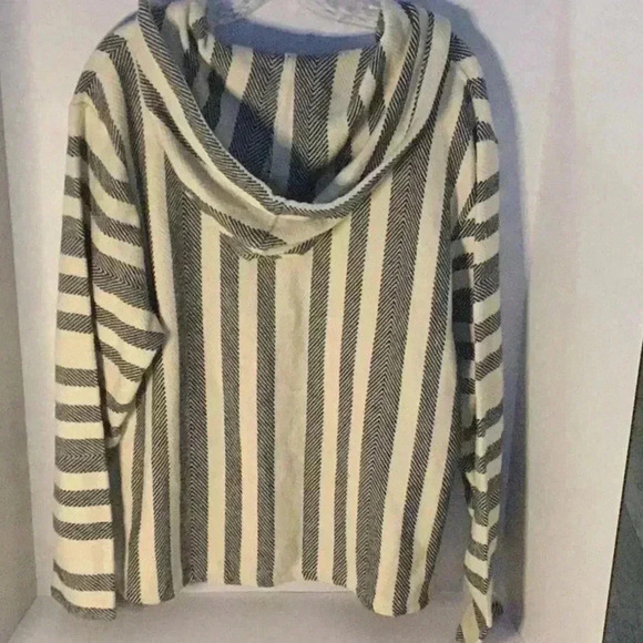 Beach Life Women Stripe Poncho Hoodie Pullover Size L - Picture 3 of 6